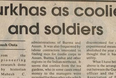 Gurkhas as coolies and soldiers