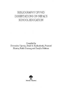 Bibliography of PhD Dissertations on Nepal’s School Education